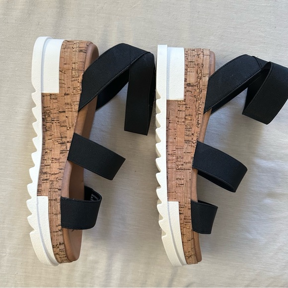 Black/cork wedge sandals - Picture 3 of 4